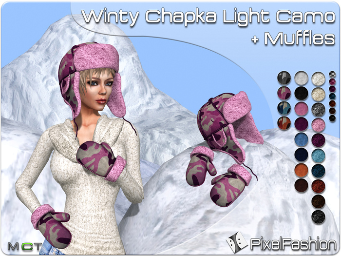 :)(: Winty Chapka Light Camo WOMEN ( Winter hat + Muffles )