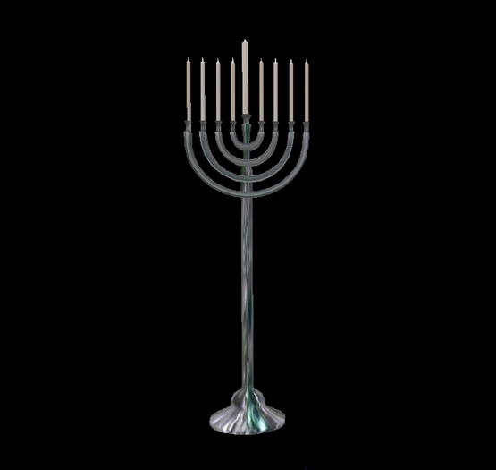 DOLLARBIE STRETCH MENU DRIVEN Chanukah Hanukah Tall Menorah SILVER GEM Scaleable Resizeable Sculpted ONLY 5 Prims TY