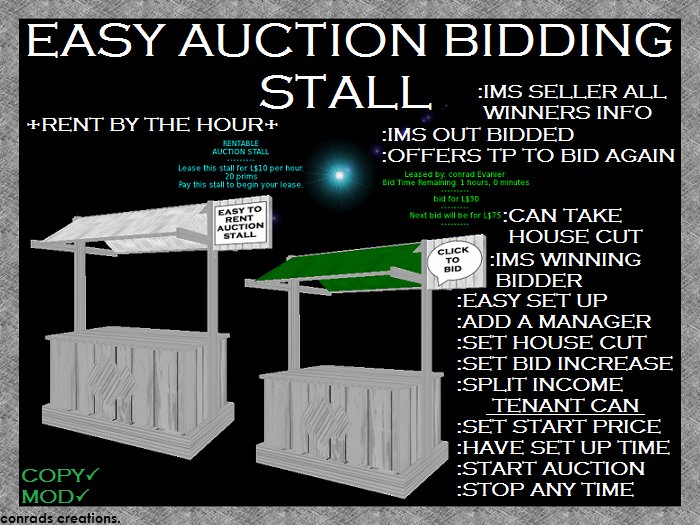 Easy Auction Bidding Stall (RENTABLE) by the hour