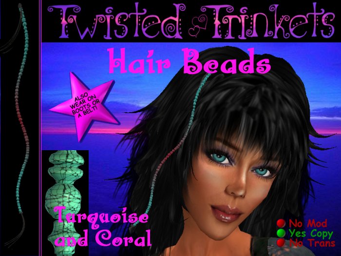 Hair Beads and More TURQUOISE AND CORAL