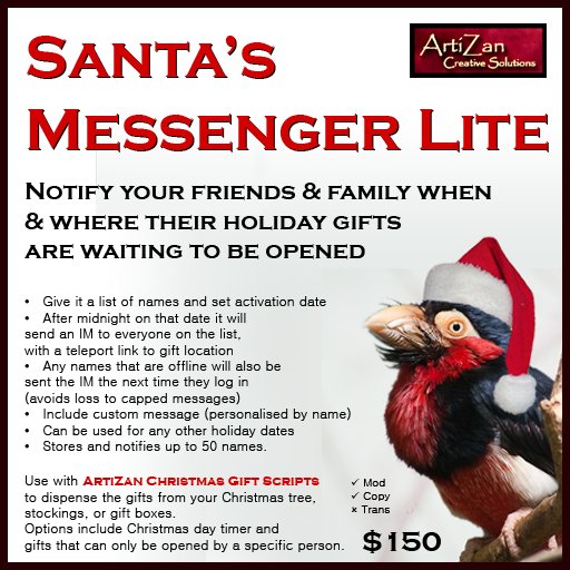 ArtiZan Santa's Messenger Lite - Let your friends know when a gift is waiting for them under the tree