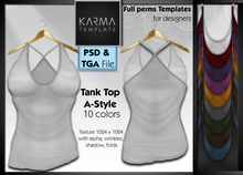 Karma Template - PSD & TGA - Tank Top A-Style - 10 Colors - High detailled Texture 1024 px
