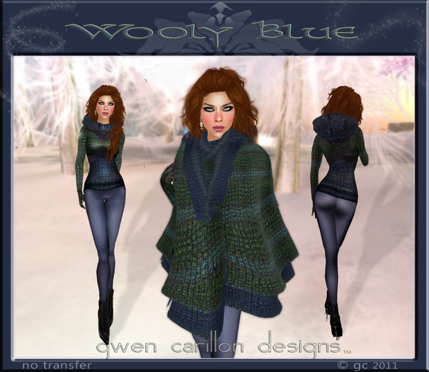 GCD - Wooly Blue Poncho Knit Set