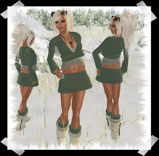 Sage and Beige Complete Sweater set