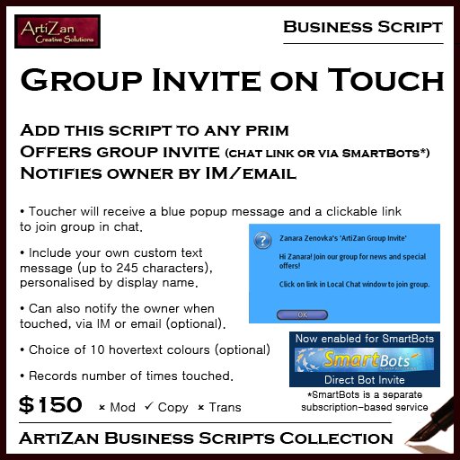 ArtiZan Business Script: Group Invite on Touch