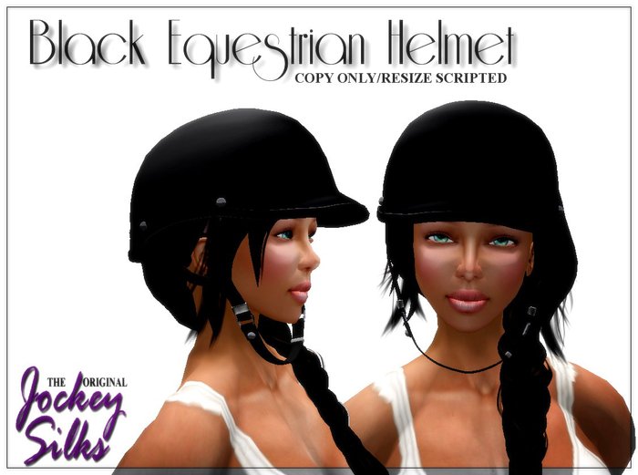 JOCKEY SILKS: Black Equestrian Helmet