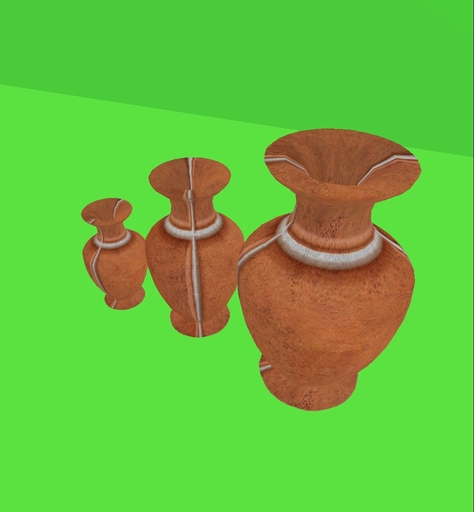 3x terracotta vases