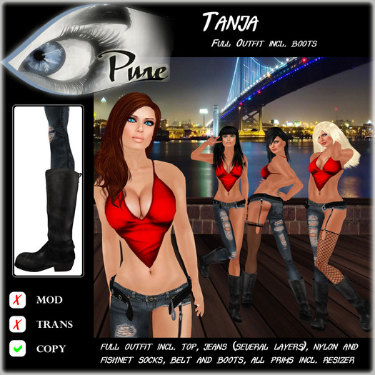 << PURE >> Tanja in Red & Blue & Black [inworld price 299L$]