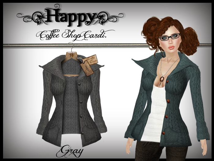 {Happy} Coffee Shop Cardi (Gray)