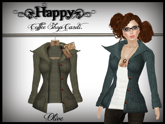 {Happy} Coffee Shop Cardi (Olive)