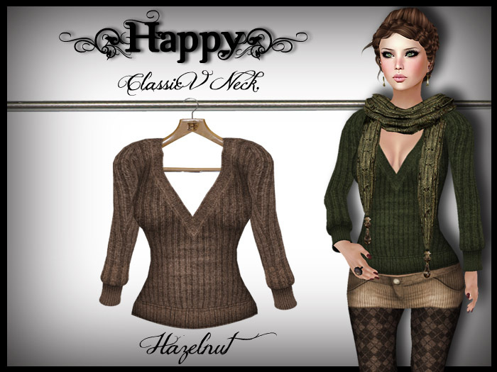 {Happy} Classic V Neck (Hazelnut)
