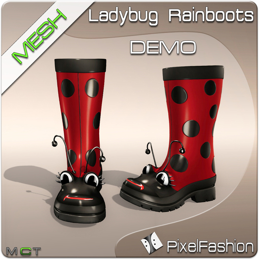 :)(: Ladybug Rainboots "MESH" DEMO 