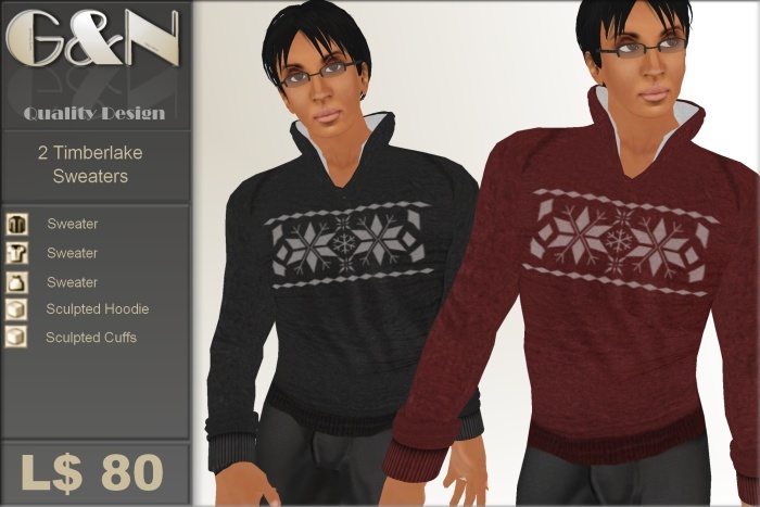G&N Quality Design Black & Red Timberlake Sweaters
