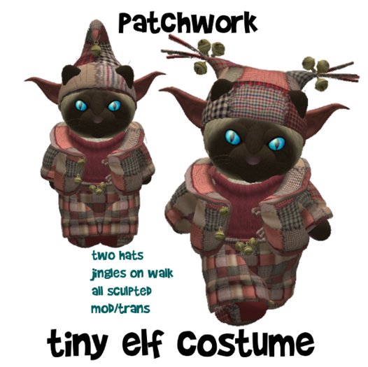 tiny elf costume - patchwork (boxed)