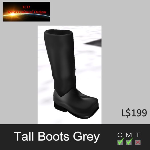 Tall Combat Boots Grey