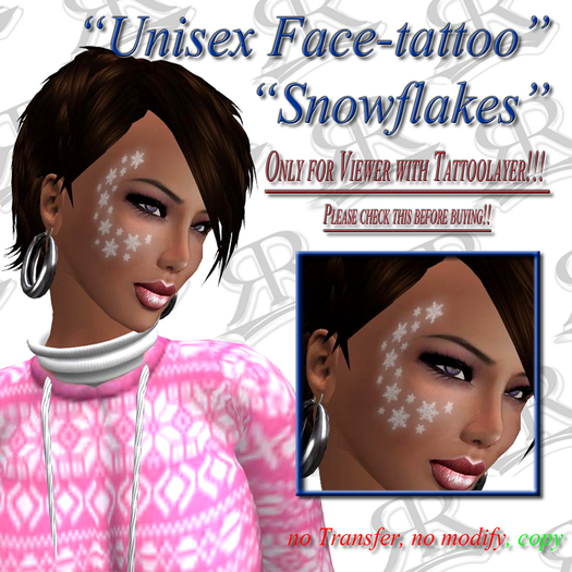 ::RR:: Snowflakes Face Tattoo unisex