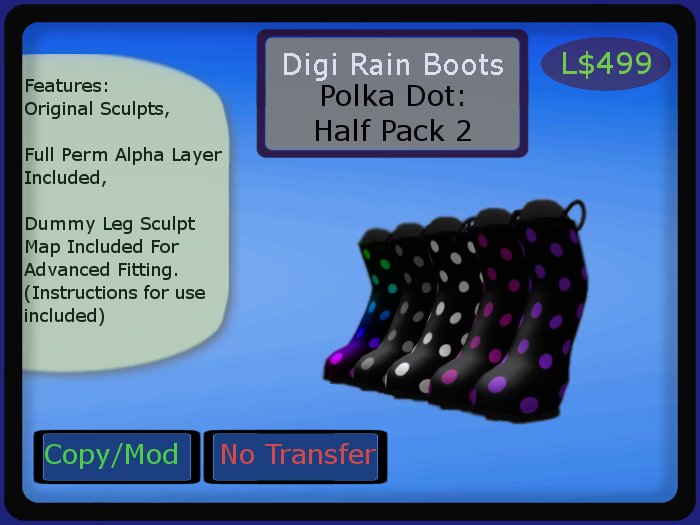 Digi Rain Boots, Polka Dots: Half Pack 2
