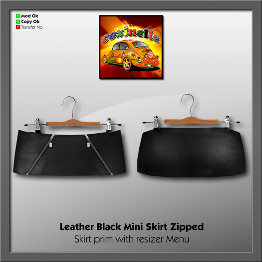 Coxi -   Leather Black Mini Skirt Zipped
