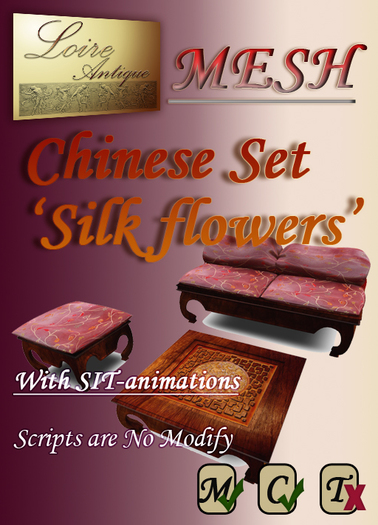 Mesh Chinese Furniture Set 'Silk Flowers' 