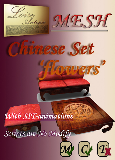 Mesh Chinese Furniture Set 'Flowers' 