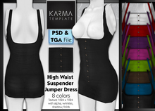 Karma Template - Psd & Tga - High Waist Suspender Jumper Dress - 8 Colors - High detailled Texture 1024 px