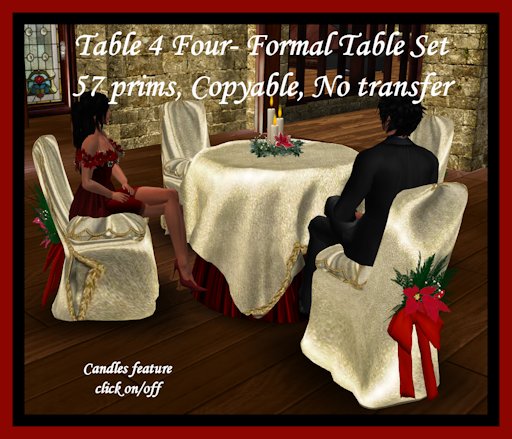 Table 4 Four- Formal Table Set, 57prims, Gold and Red