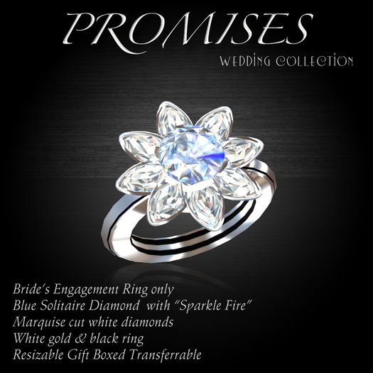 Exquisite Promises Blue Engagement Ring White Gold