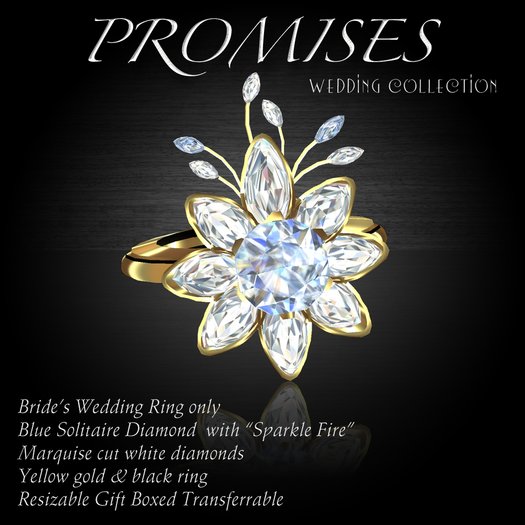 Exquisite Promises Blue Wedding Ring Yellow Gold