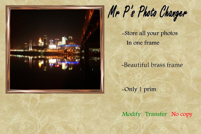 "Mr P's 1 prim Photo Changer - brass"