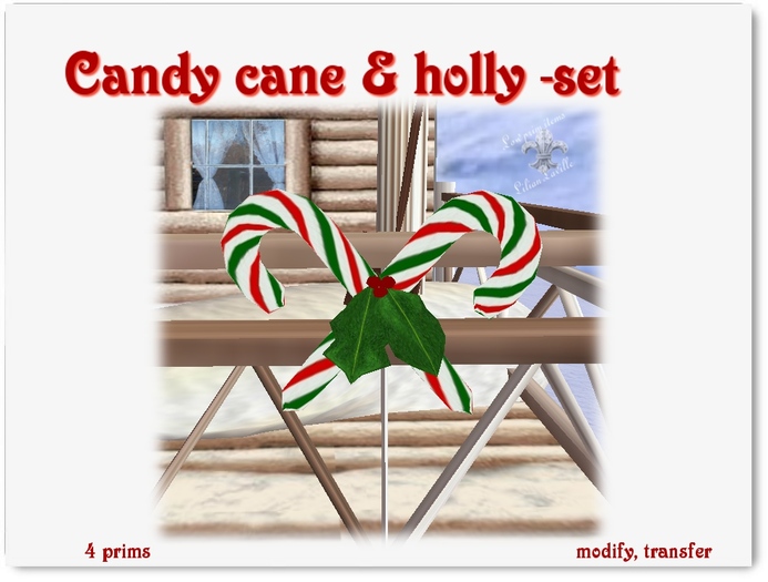 Candy canes & holly-set