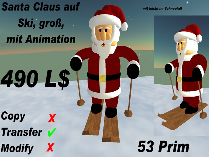 Skilaufender Santa Claus