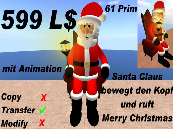 sitzender Santa Claus mit Laterne