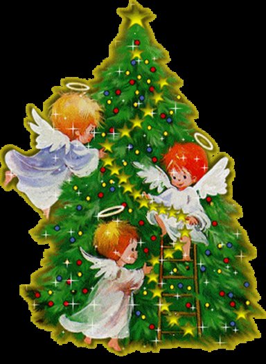 Arvore de Natal com Anjinhos Gif