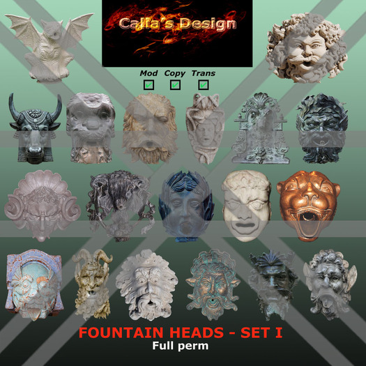 Fountain heads - Set I - Full perm