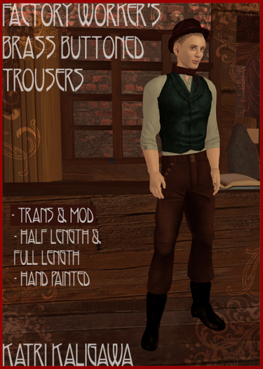 Factory worker's brass buttoned trousers MOD/TRANS