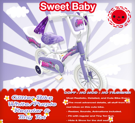 Sweet Baby - Glitter Bike White Purple
