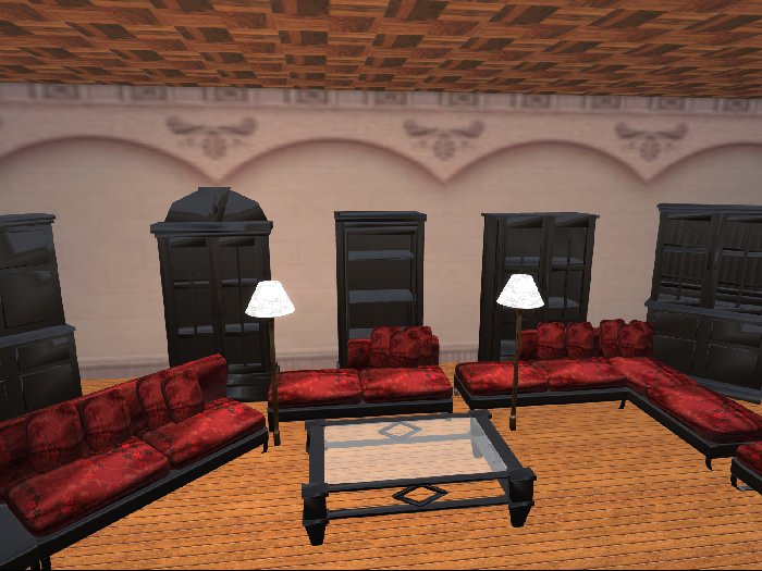 LR07 - Red Satin - Living Room Set With Cabinets andTables