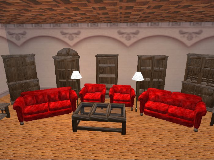 LR08 - Red Velvet - Living Room Set With Cabinets andTables