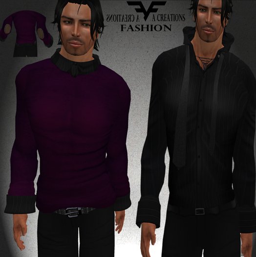 *FAC* Purple sweater&black blouse