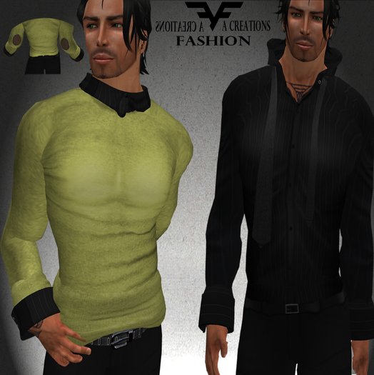 *FAC* Yellow sweater&black blouse 