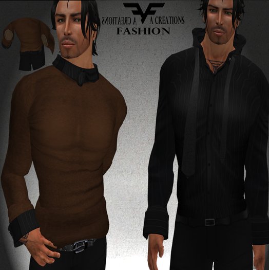 *FAC* brown sweater&black blouse