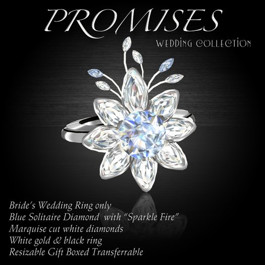 Exquisite Promises Blue Wedding Ring White Gold