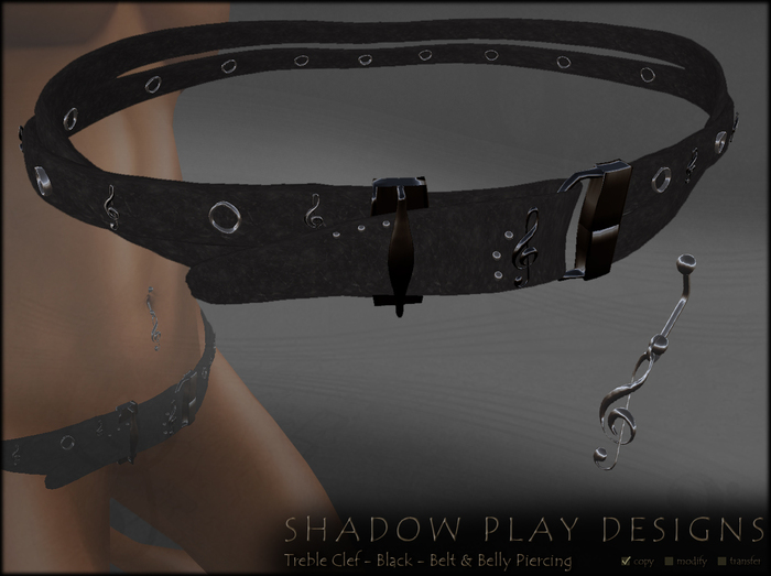 SP Designs - TrebleClef - Black - Belt & Belly-Piercing