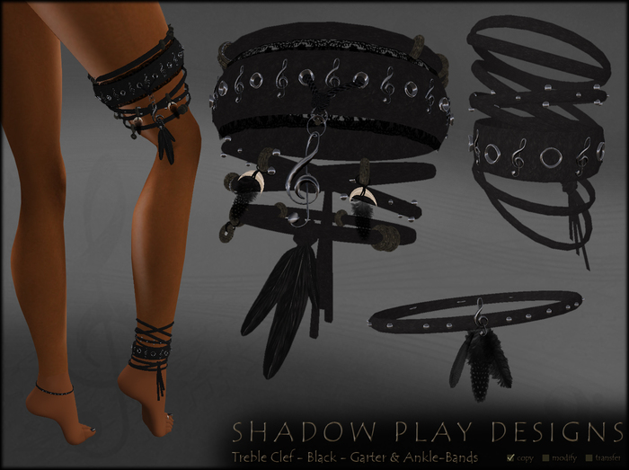 SP Designs - TrebleClef - Black - Garter & Ankle-Bands