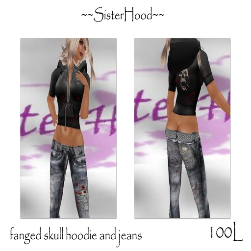~~SisterHood~~ Fanged Skull Hoodie and Jeans 1
