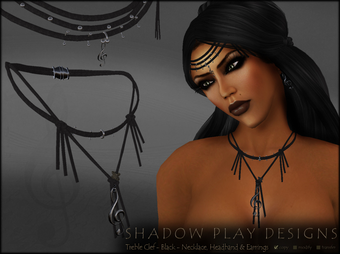 SP Designs - TrebleClef - Black - Necklace Headband Earrings