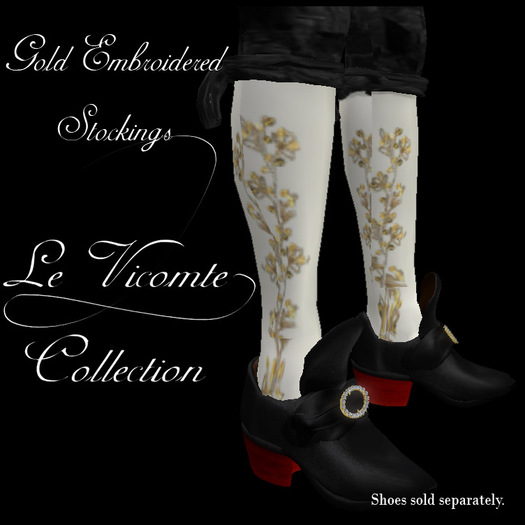 Le Vicomte Gold Embroidered Stockings