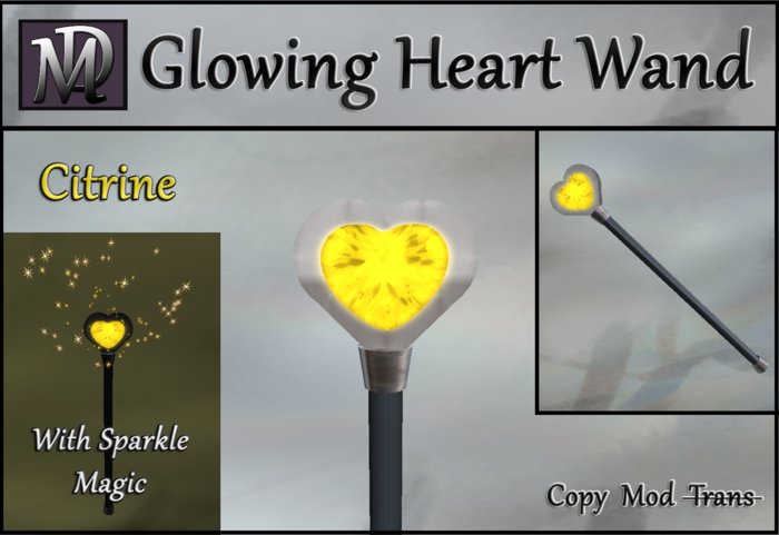 Glowing Heart Wand with Sparkle Magic - Citrine