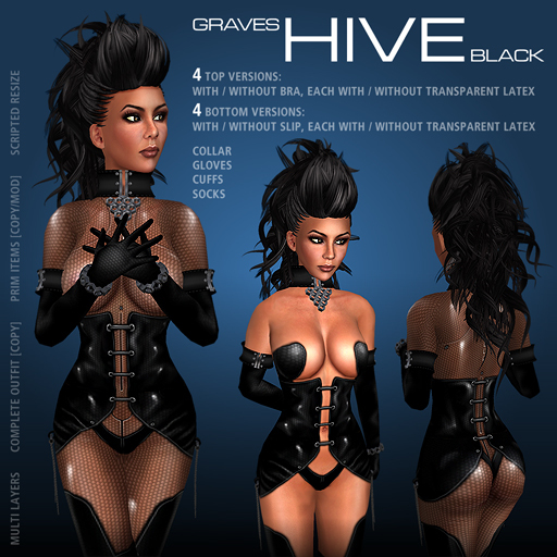 GRAVES Hive - Black - leather / latex costume