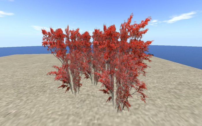 L$1 DOLLARBIE 8 Red Autumn Fall Tree Grove ONLY 1 PRIM SCULPTY 128 FACES Multi-Face FF369 TY 128-8